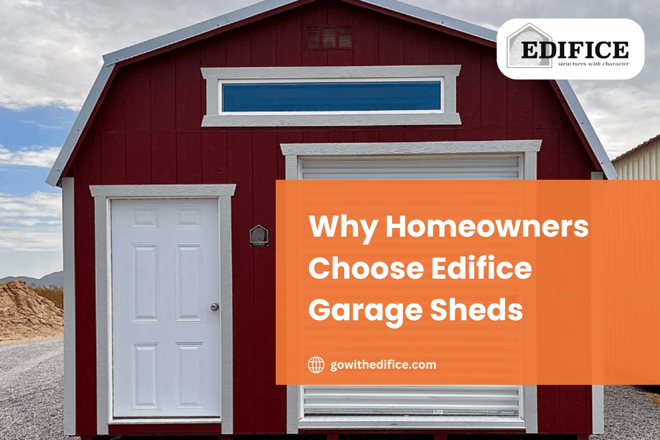 Edifice Garden Shed Garage and Western Barn Garage providing durable vehicle storage with LP Smart siding and customizable garage options.